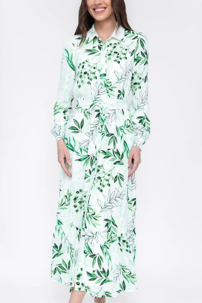 LEXI DRESS (WHITE LEAF)