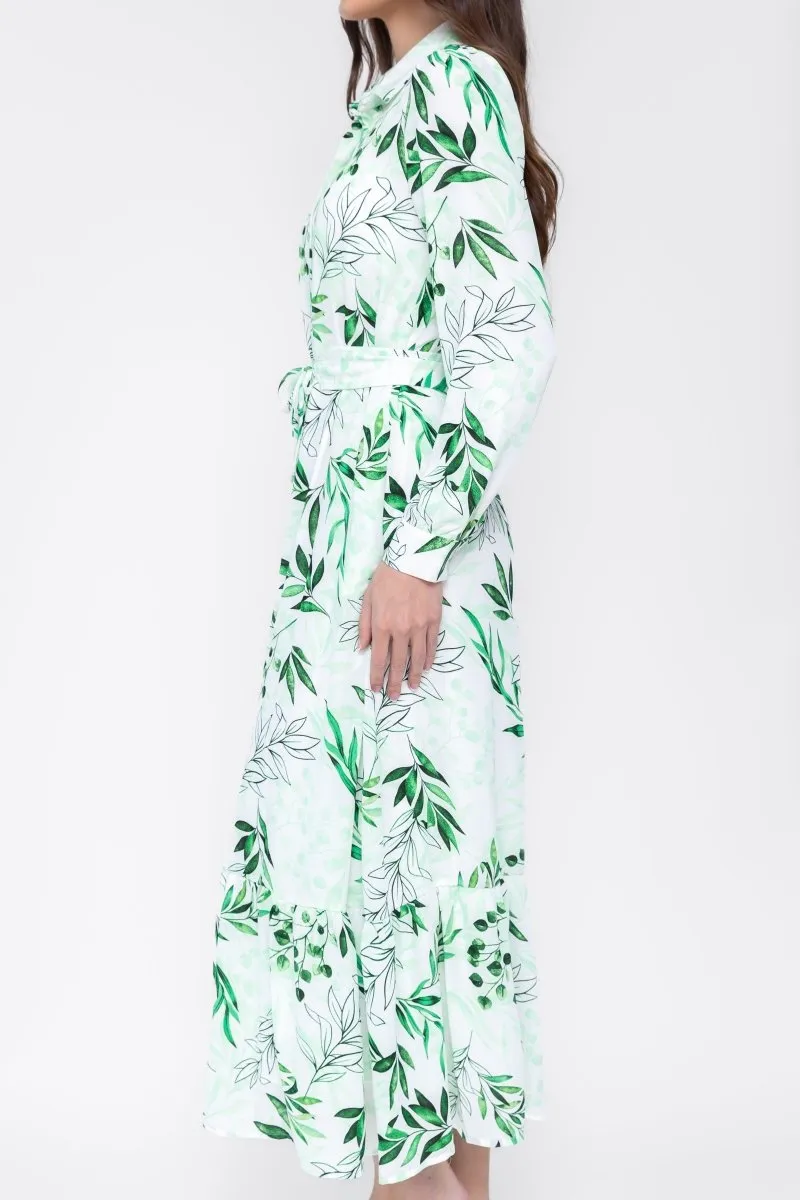 LEXI DRESS (WHITE LEAF)