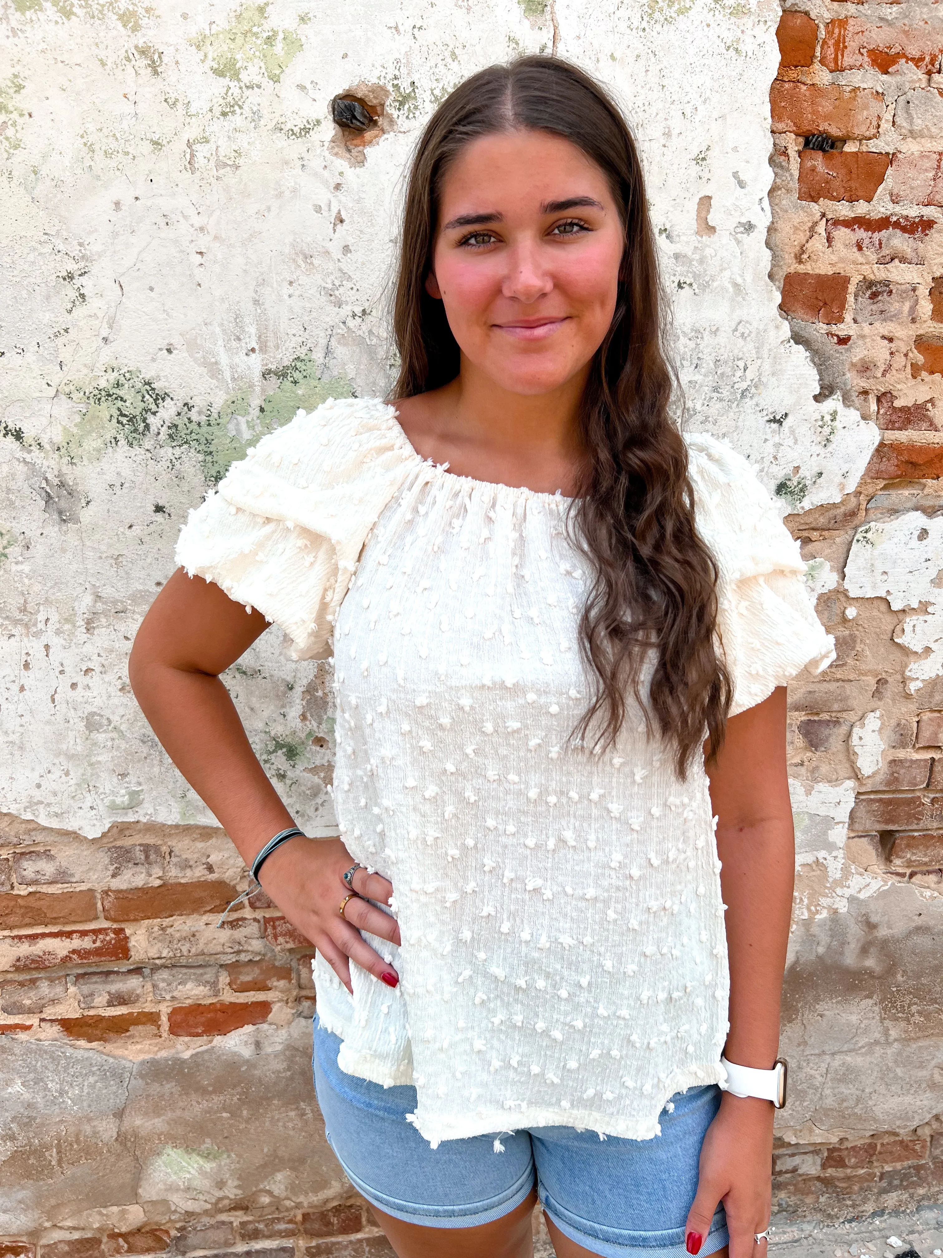 Lilly Textured Peasant Blouse