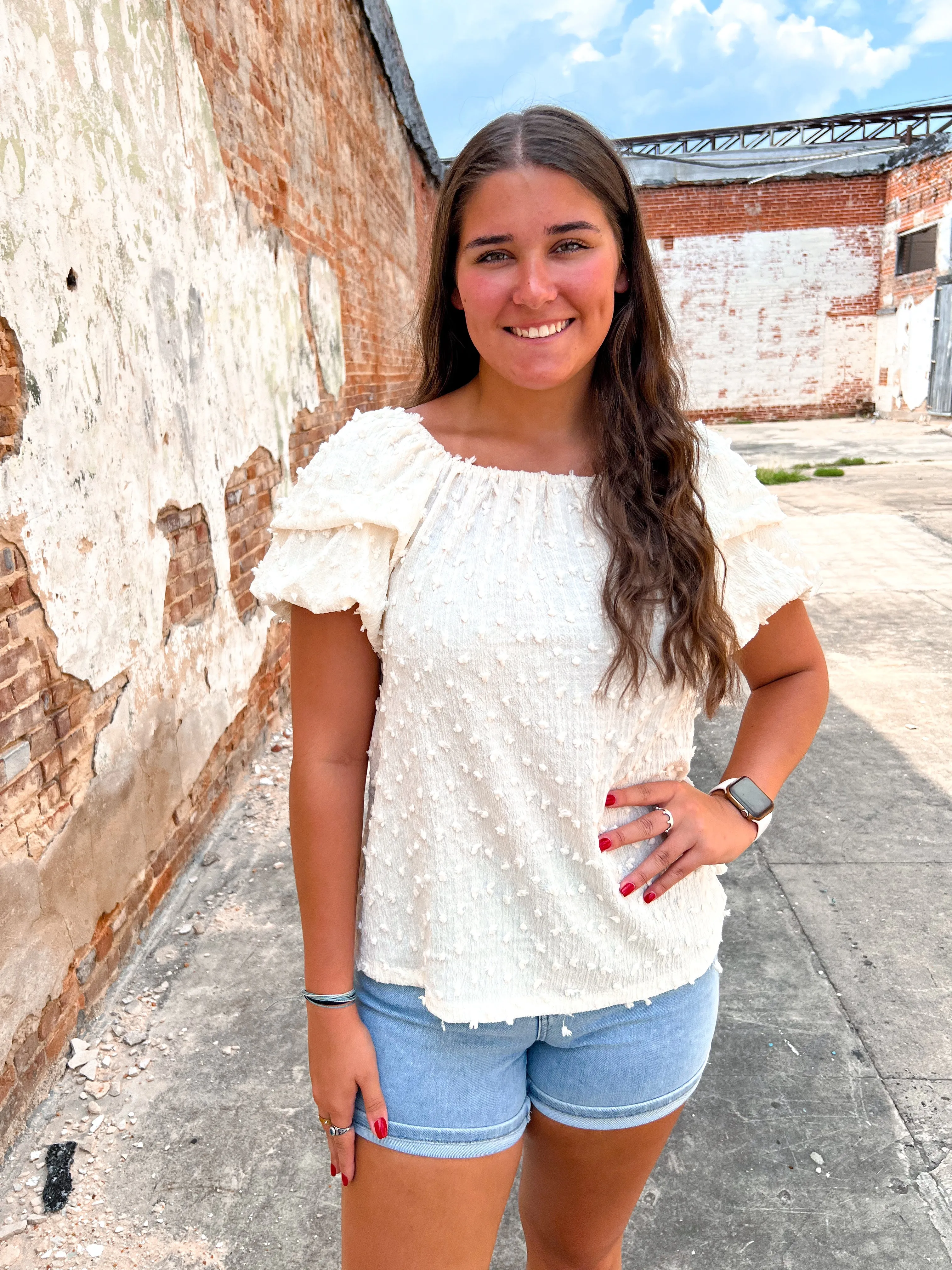 Lilly Textured Peasant Blouse