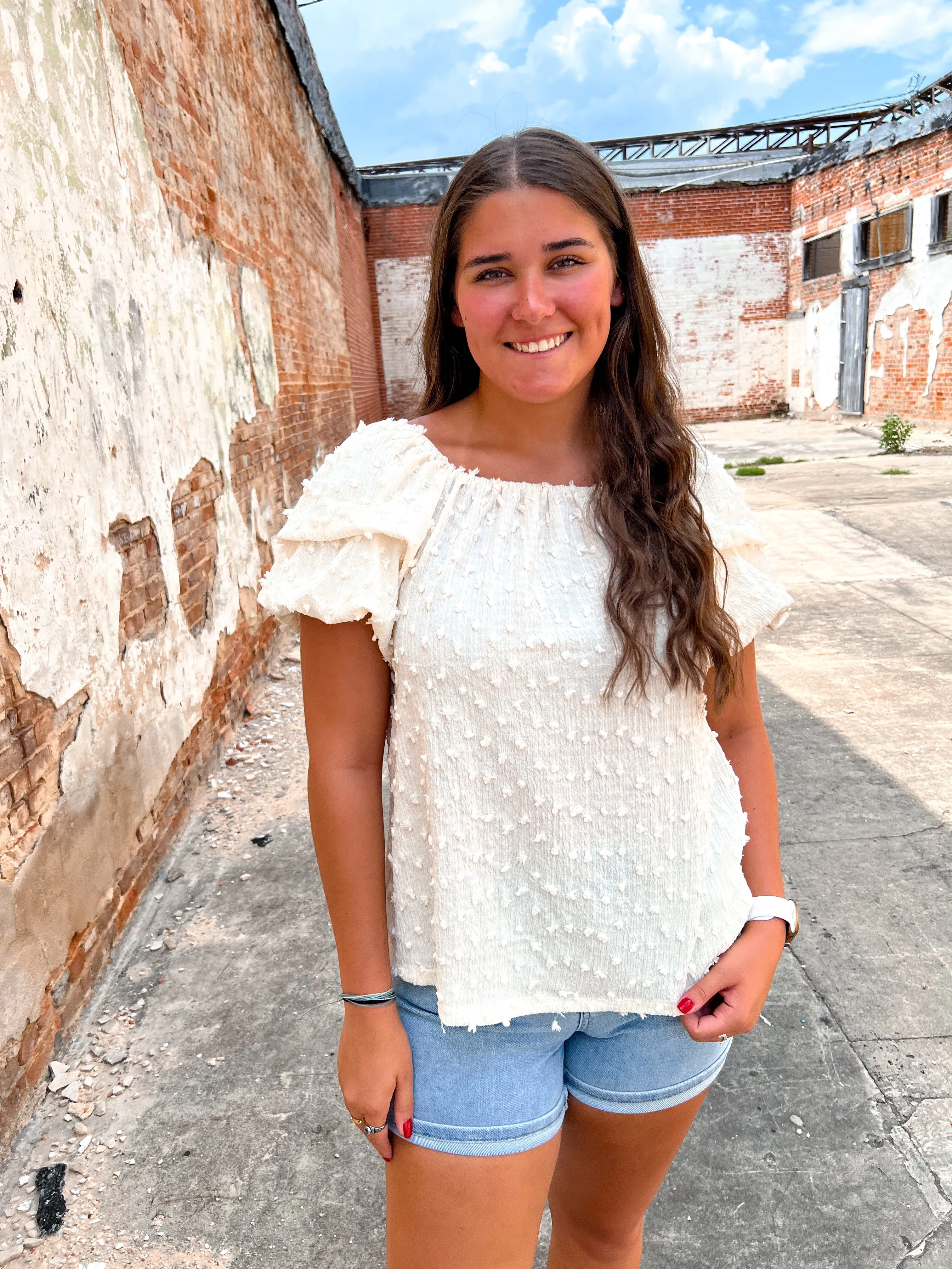 Lilly Textured Peasant Blouse