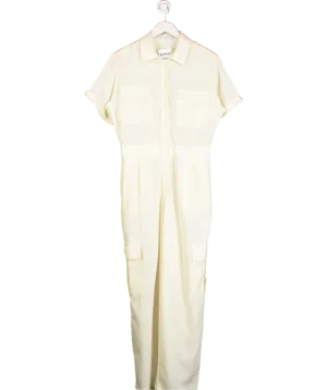 MANGO Cream Wide Leg Cargo Jumpsuit UK L