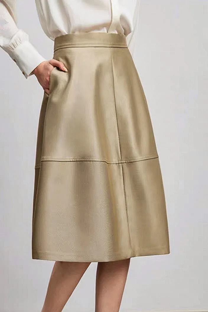 Mavise TENCEL Pleated A-line Midi Skirt