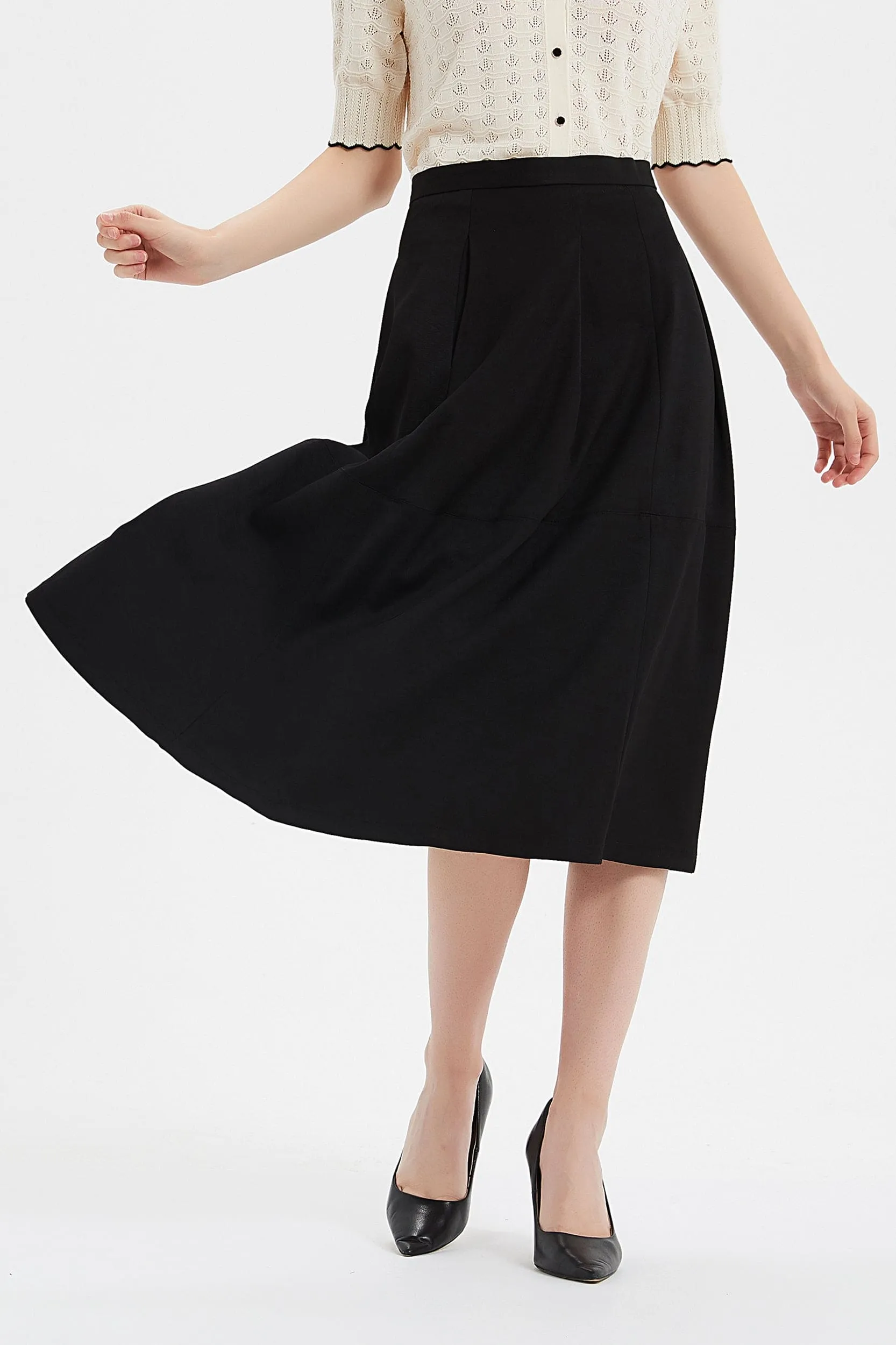 Mavise TENCEL Pleated A-line Midi Skirt