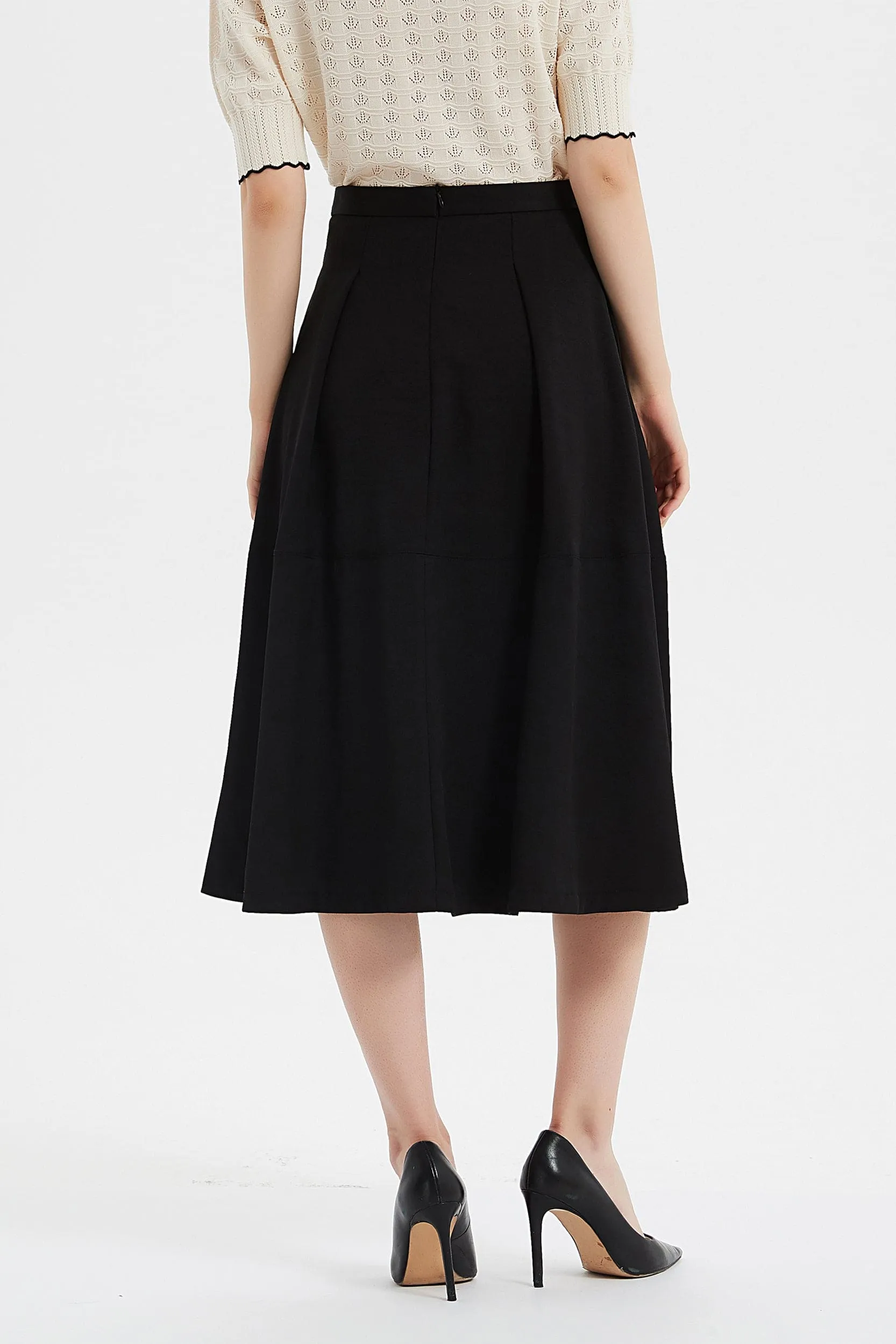 Mavise TENCEL Pleated A-line Midi Skirt
