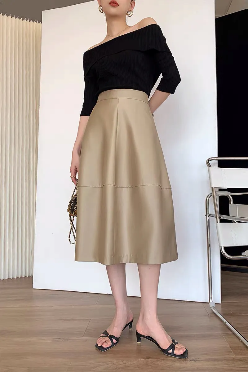Mavise TENCEL Pleated A-line Midi Skirt