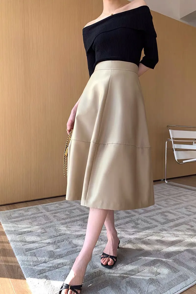 Mavise TENCEL Pleated A-line Midi Skirt