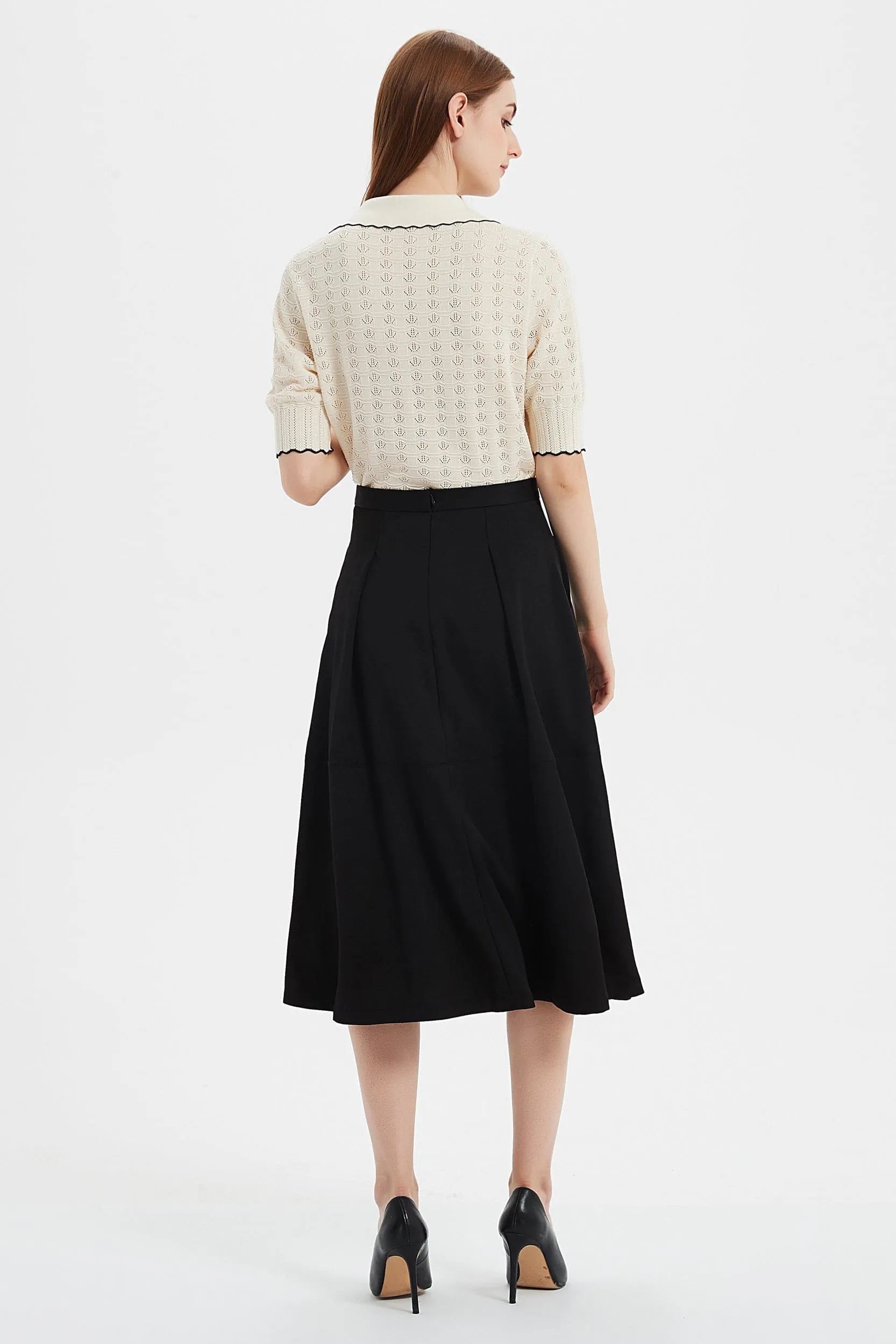 Mavise TENCEL Pleated A-line Midi Skirt