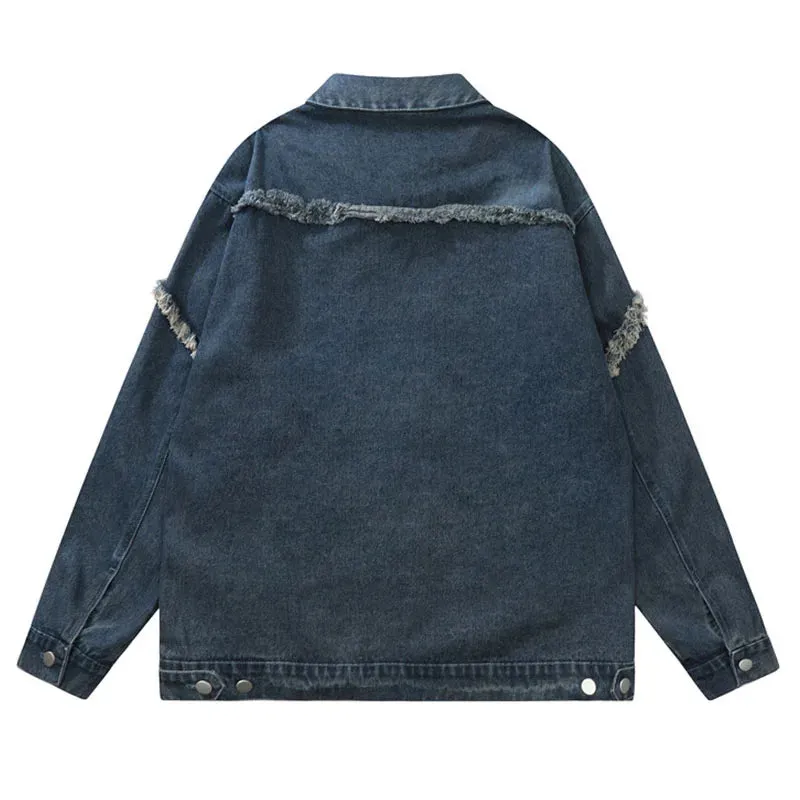 Men's Casual High Streetwear Distressed Denim Jacket