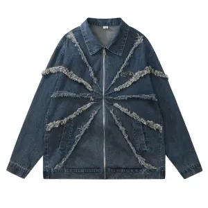 Men's Casual High Streetwear Distressed Denim Jacket