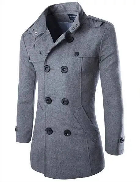 Men's Overcoat Trench Coat Winter Wool & Blends Double-Breasted Pea Coat – Stylish England-Inspired Outerwear