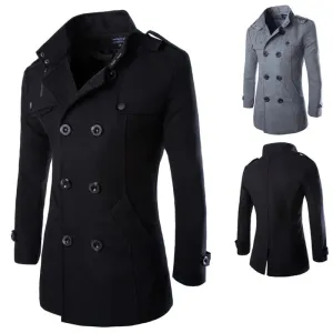 Men's Overcoat Trench Coat Winter Wool & Blends Double-Breasted Pea Coat – Stylish England-Inspired Outerwear