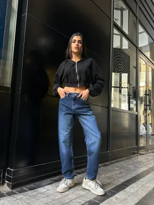 Mom-Fit - Navy Blue Jeans.