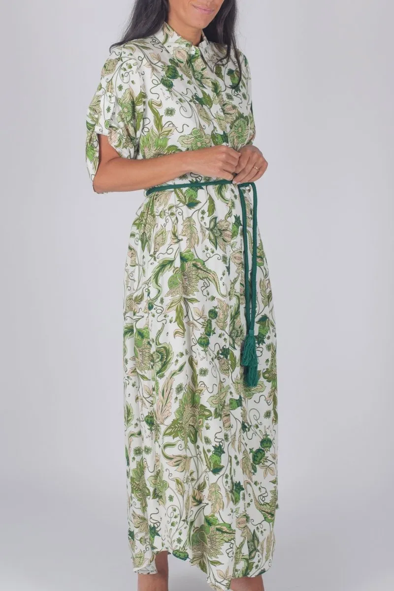 NATALIE DRESS (WHITE/GREEN)