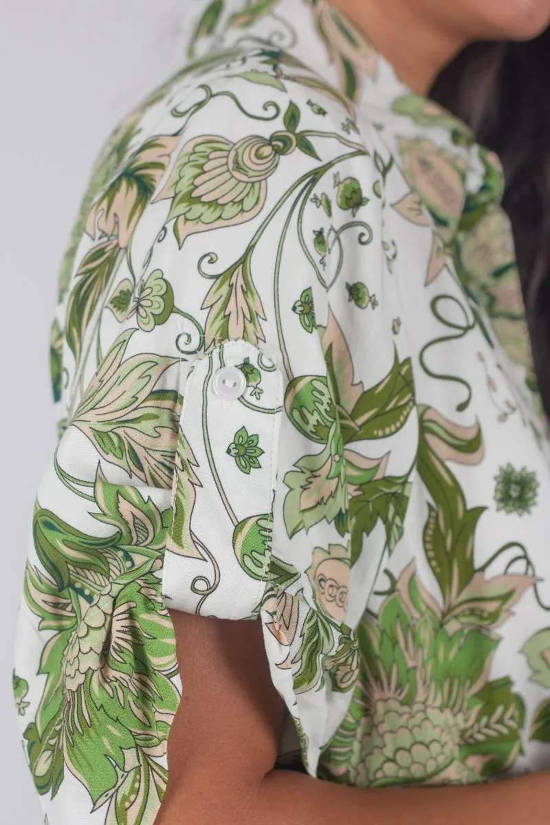NATALIE DRESS (WHITE/GREEN)