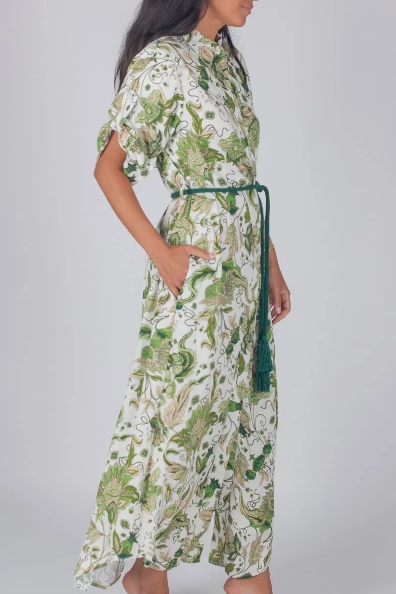 NATALIE DRESS (WHITE/GREEN)