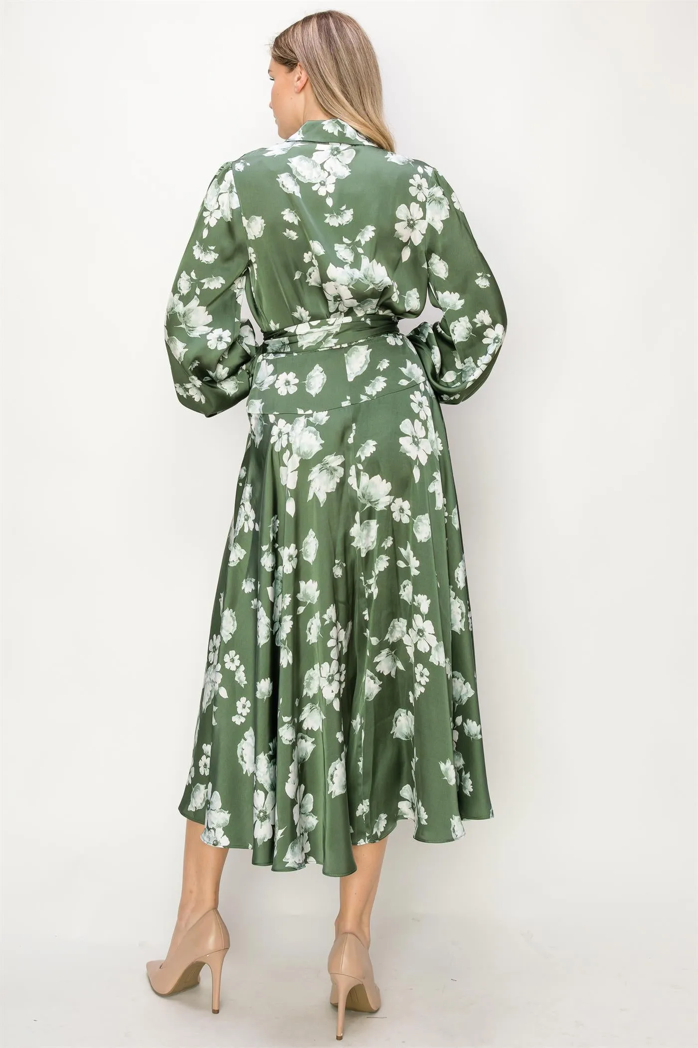 OL24A127-SATIN FLORAL LONG SLEEVE MAXI DRESS