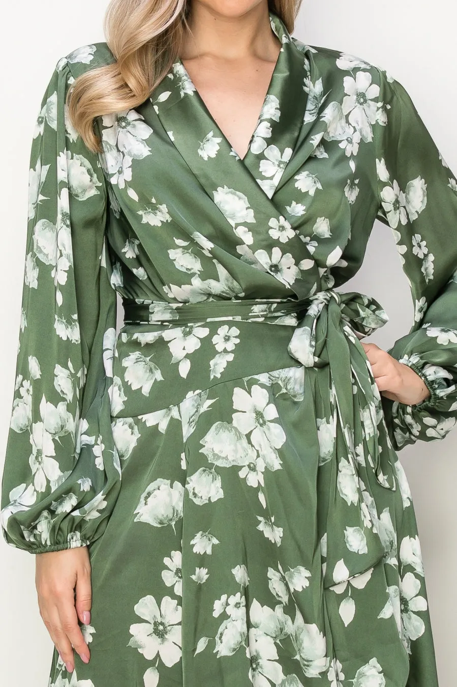 OL24A127-SATIN FLORAL LONG SLEEVE MAXI DRESS