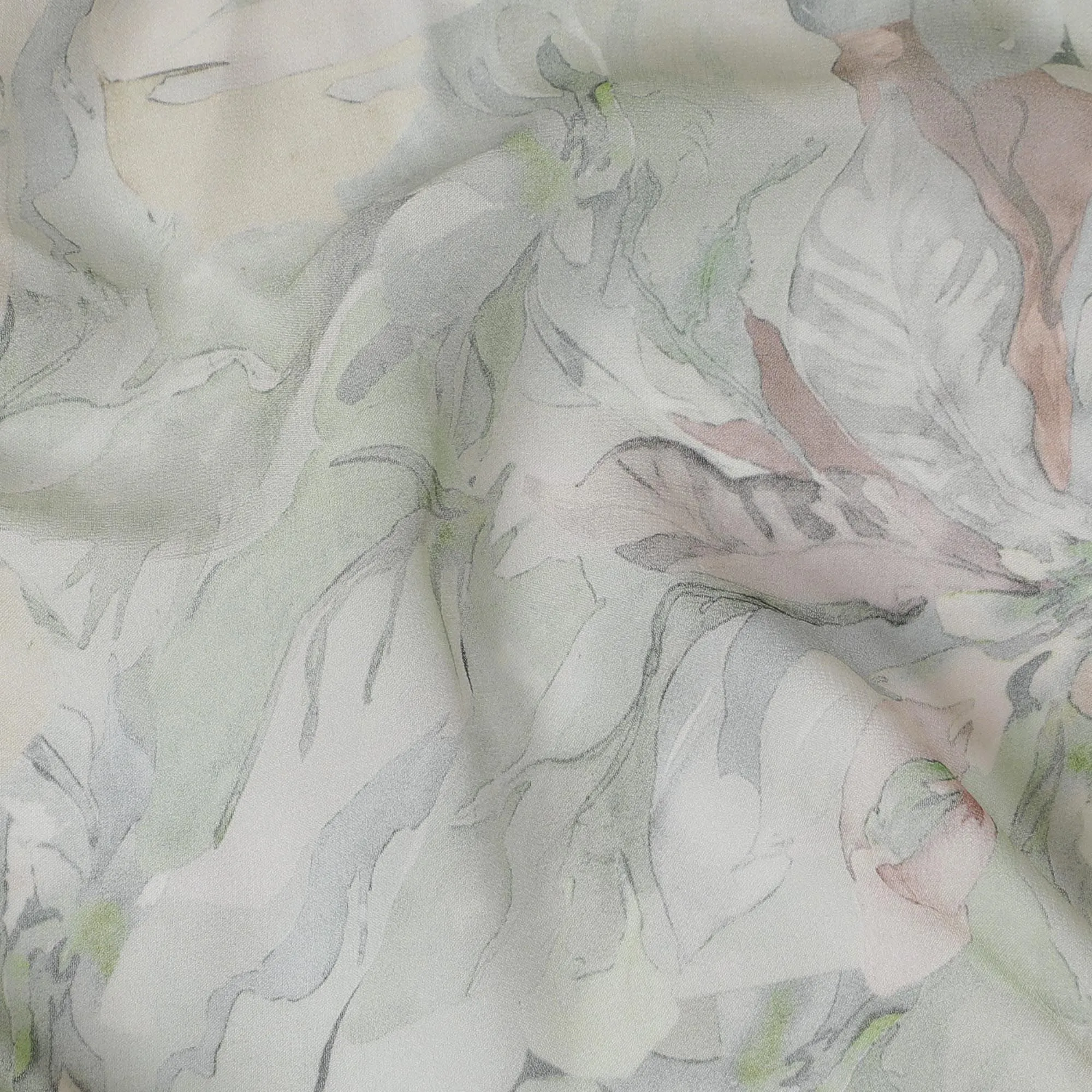 Pastel Blossom Viscose Crepe Fabric - 110cm Width, Soft Touch, Buy Online-D18098
