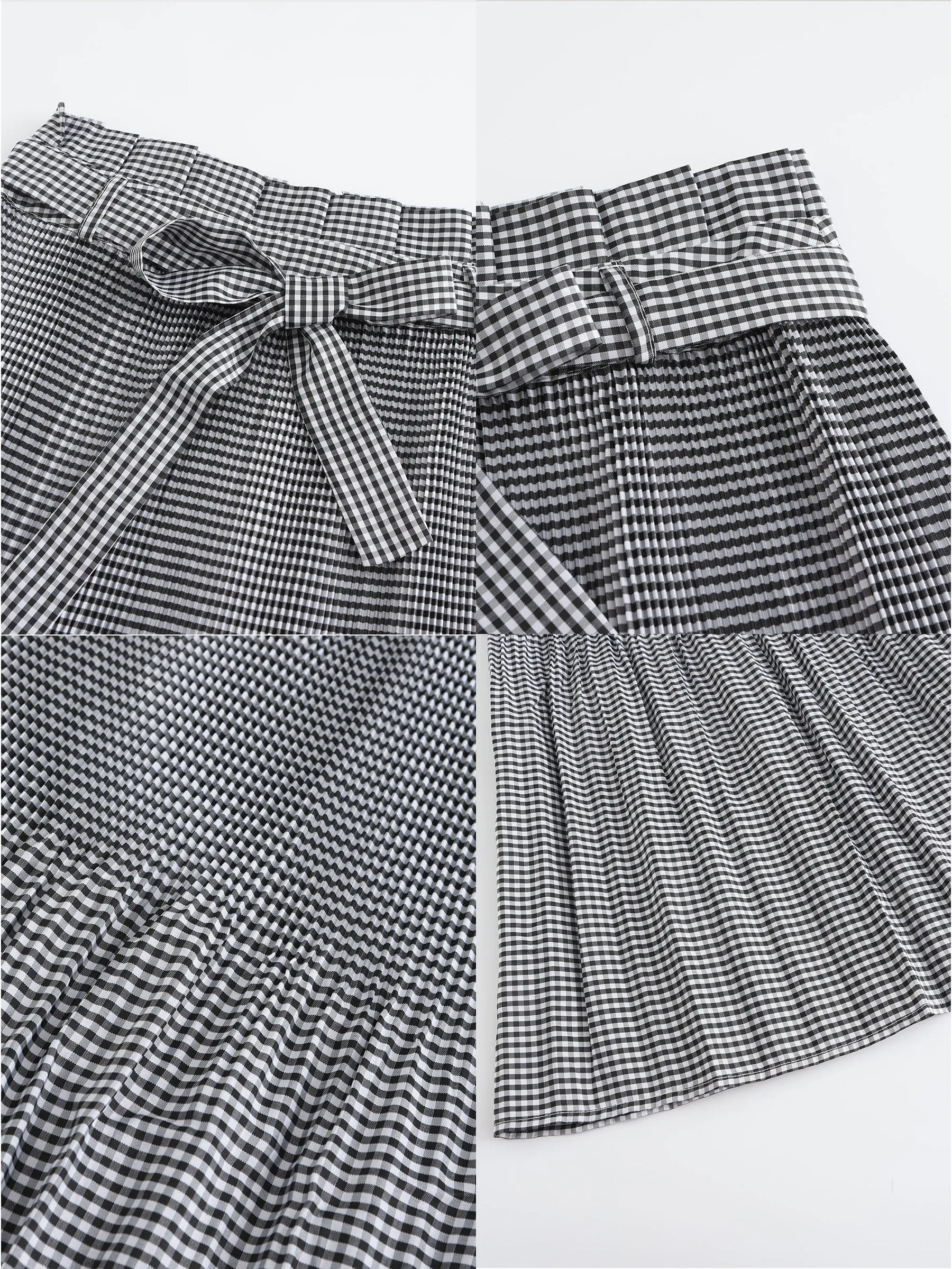 Plaid Pleated Midi Skirt