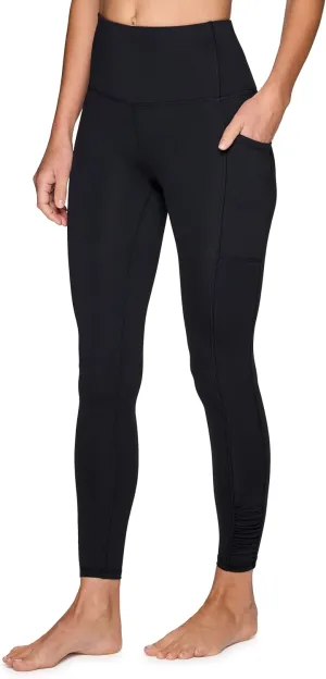 RBX Women's Full Length Fashion Workout Legging with Ruched Side, High Waisted Squat Proof Yoga Leggings with Pockets