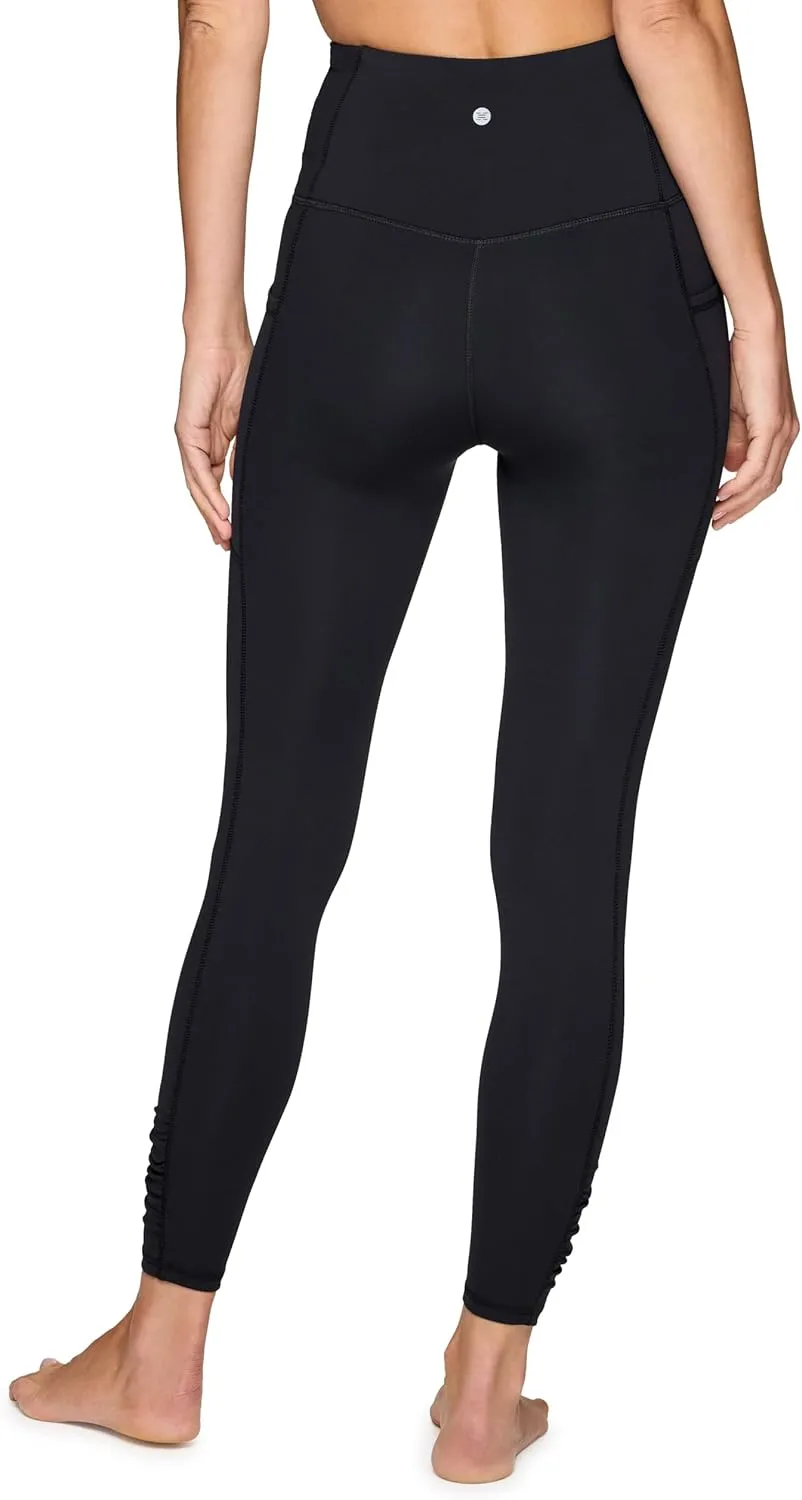 RBX Women's Full Length Fashion Workout Legging with Ruched Side, High Waisted Squat Proof Yoga Leggings with Pockets