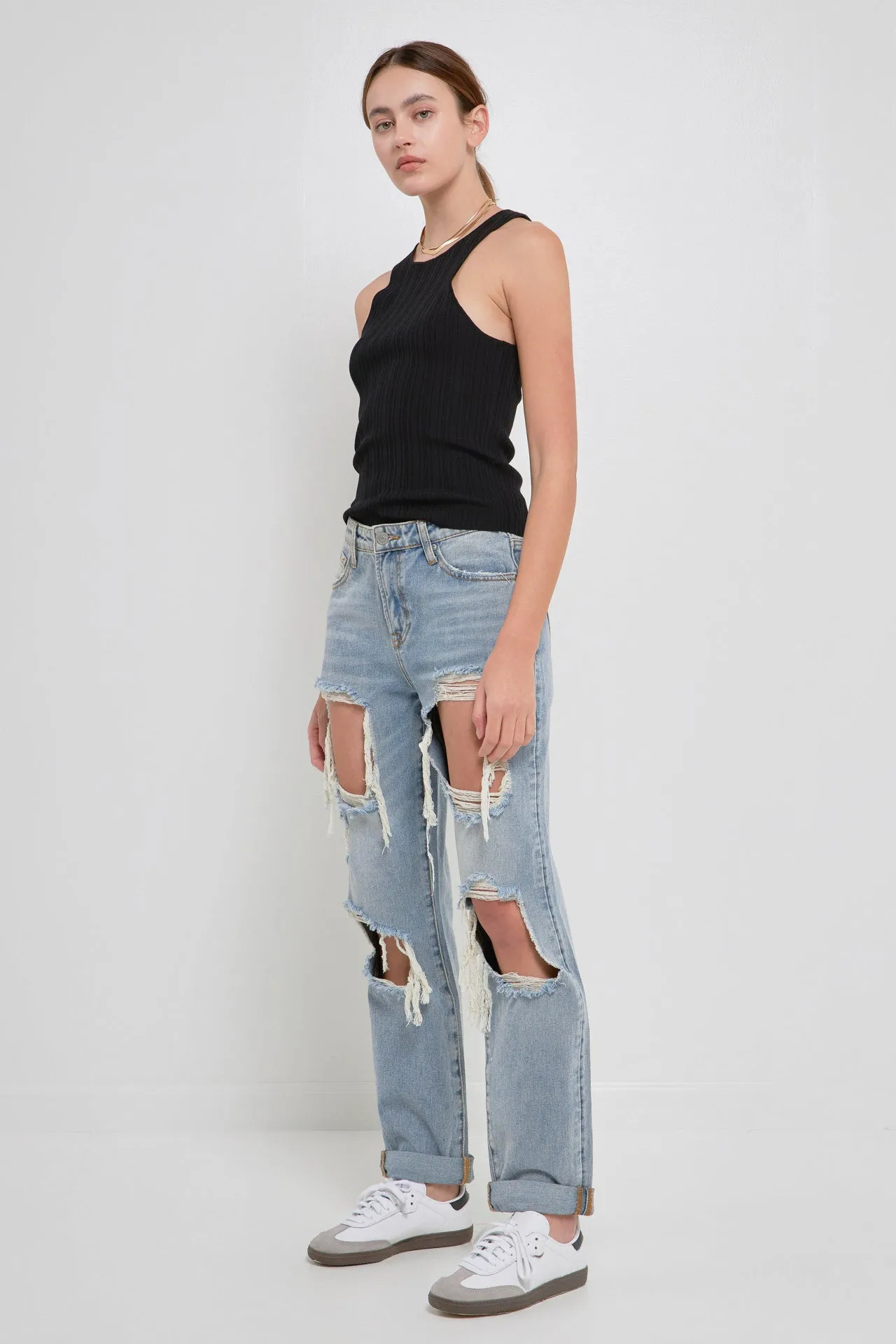 Ribbed Racer Back Slick Tank