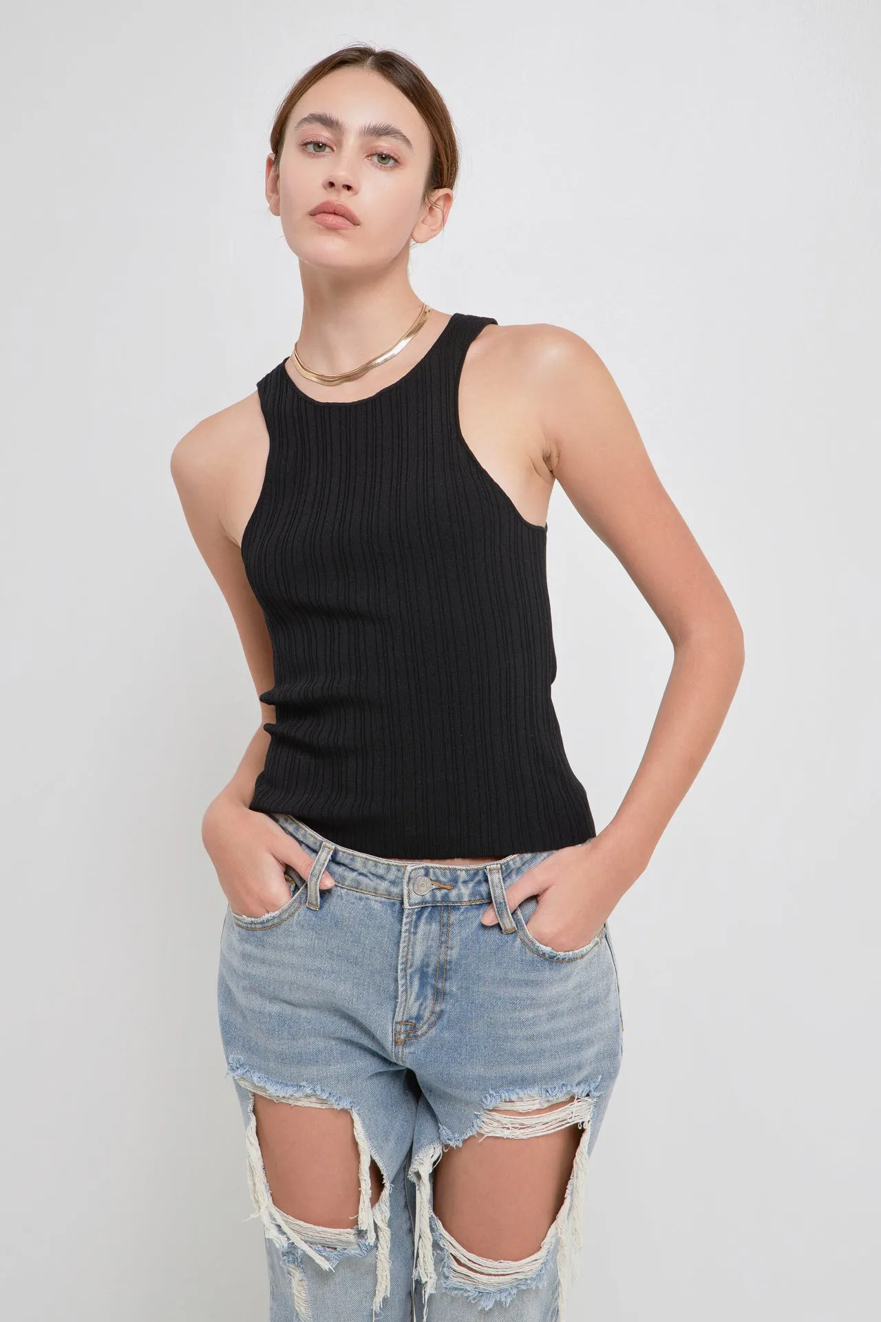 Ribbed Racer Back Slick Tank