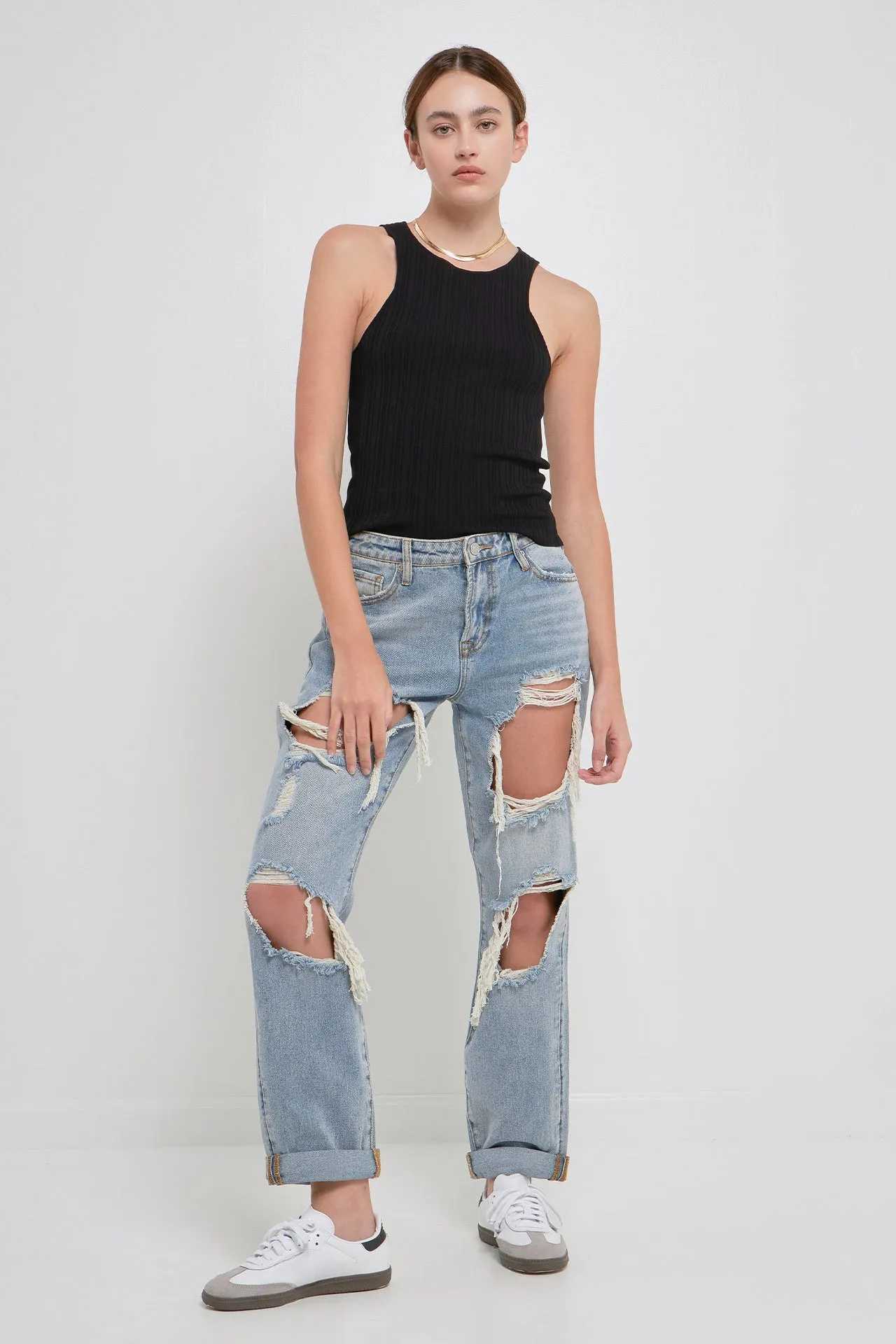 Ribbed Racer Back Slick Tank