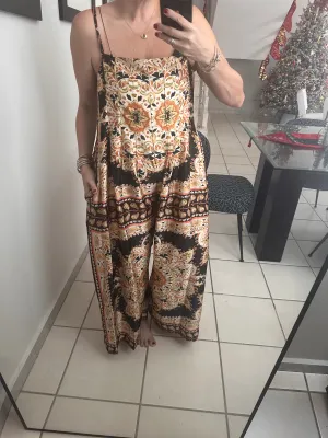Scarf Print Sleeveless Overall Jumpsuit