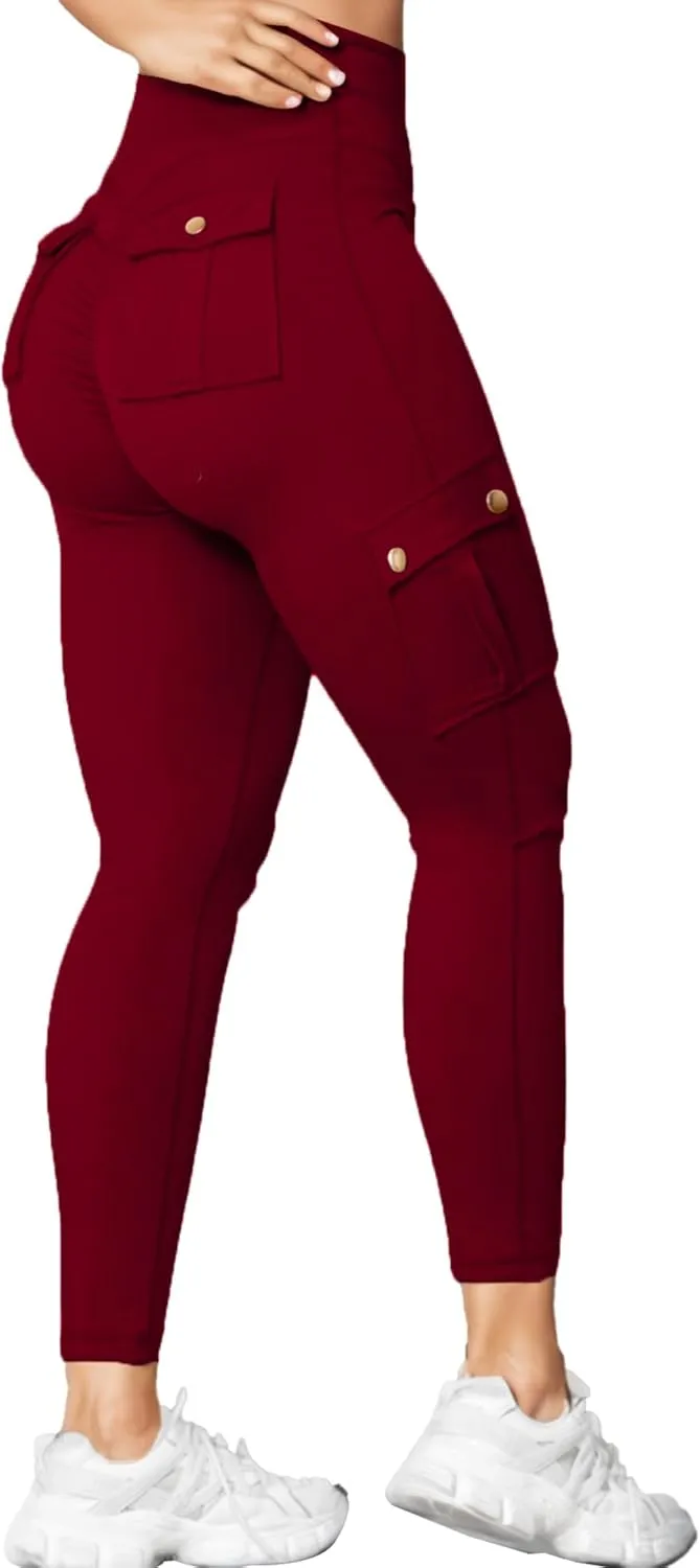 Scrunch Butt Lifting Leggings with Pockets Seamless High Waisted Workout Cargo Pants for Women