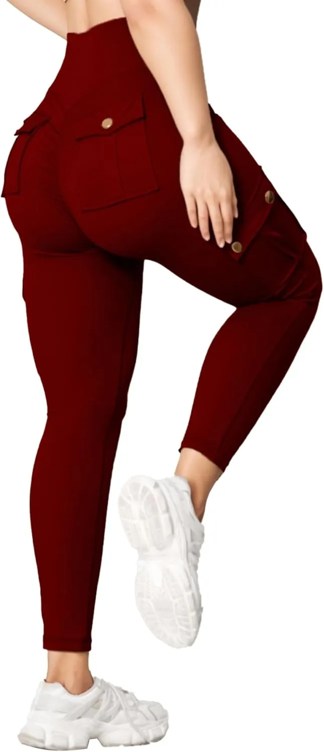 Scrunch Butt Lifting Leggings with Pockets Seamless High Waisted Workout Cargo Pants for Women