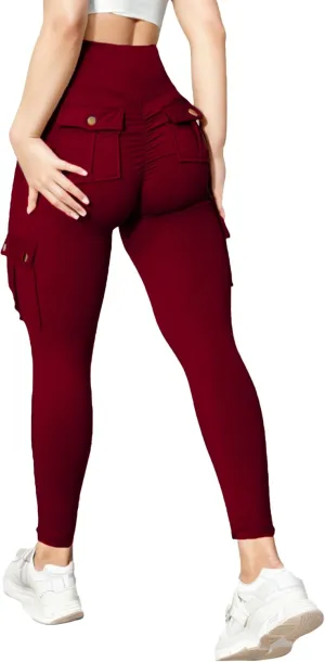 Scrunch Butt Lifting Leggings with Pockets Seamless High Waisted Workout Cargo Pants for Women