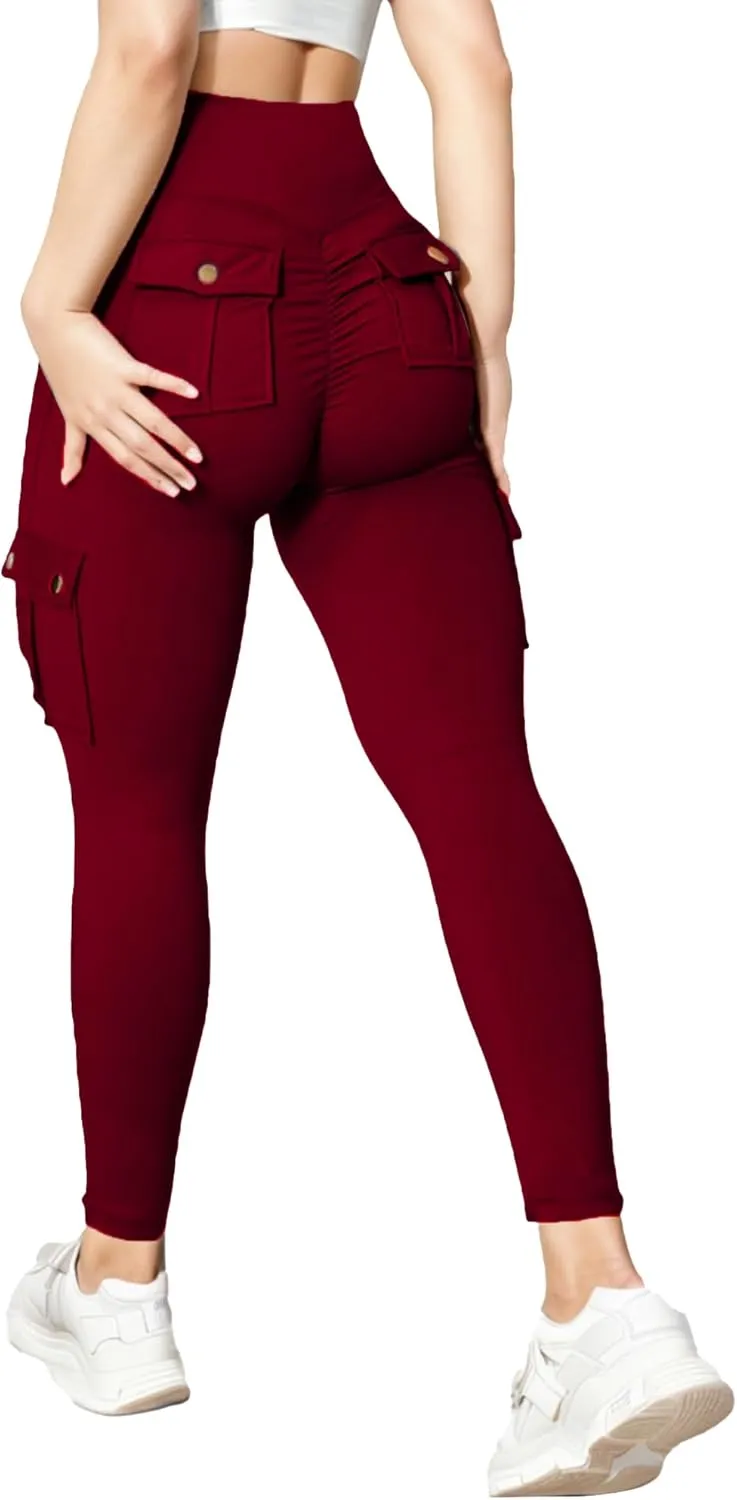 Scrunch Butt Lifting Leggings with Pockets Seamless High Waisted Workout Cargo Pants for Women