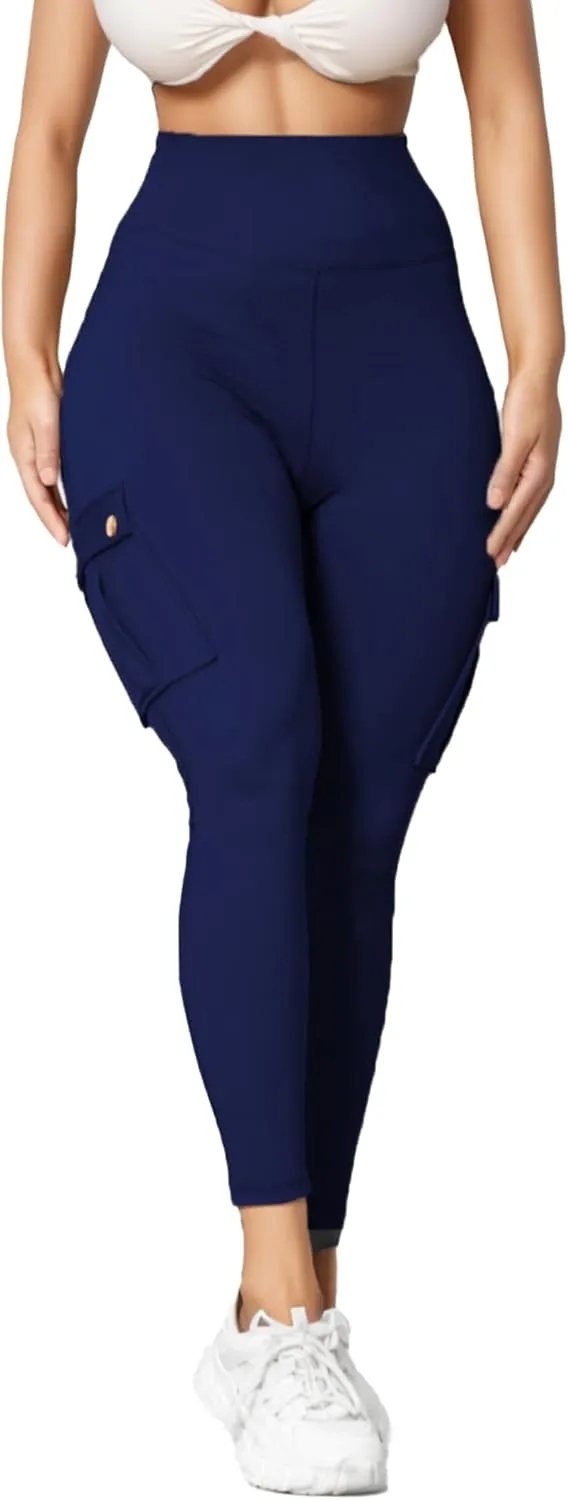 Scrunch Butt Lifting Leggings with Pockets Seamless High Waisted Workout Cargo Pants for Women