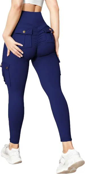 Scrunch Butt Lifting Leggings with Pockets Seamless High Waisted Workout Cargo Pants for Women