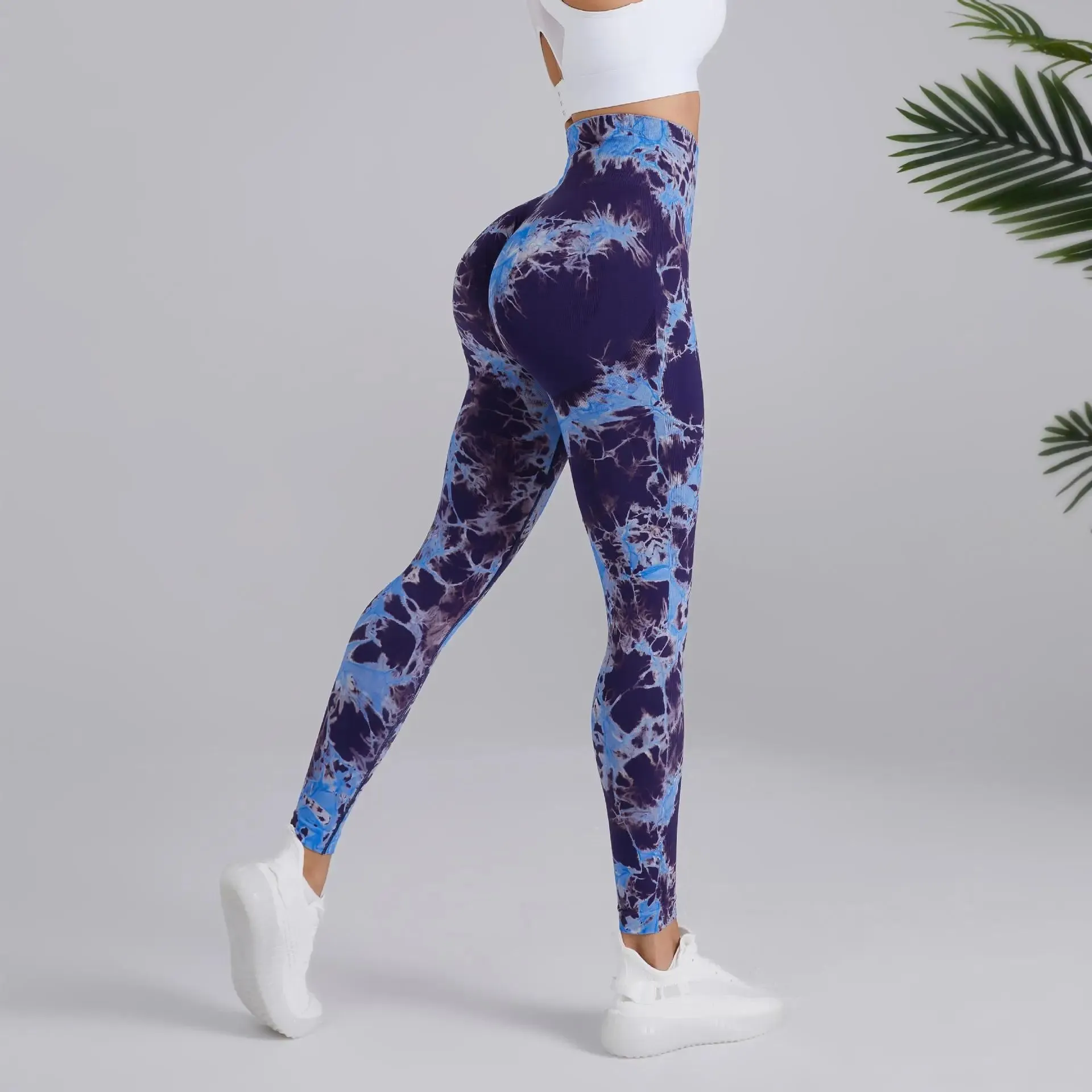 Seamless Peach Yoga Pants Women's Tie Dye High Waist Leggings
