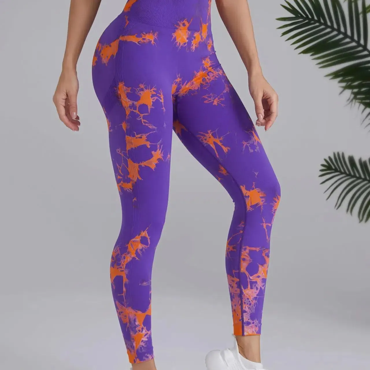 Seamless Peach Yoga Pants Women's Tie Dye High Waist Leggings