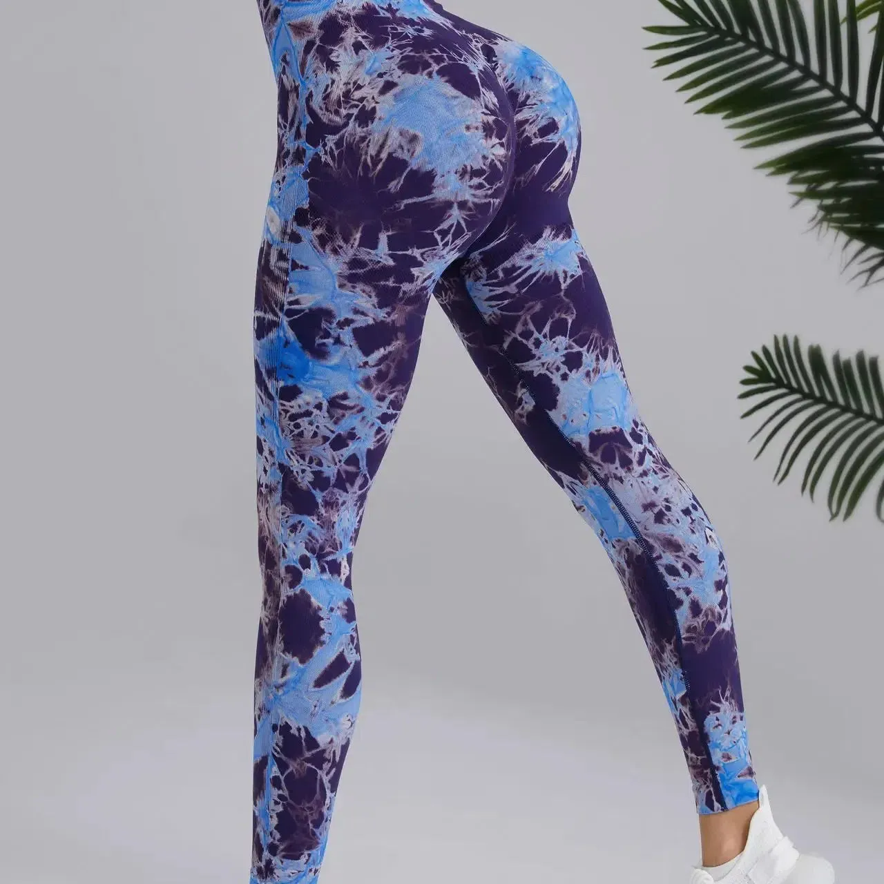 Seamless Peach Yoga Pants Women's Tie Dye High Waist Leggings