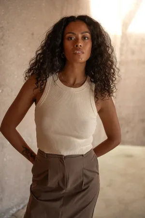 Selena Ribbed Tank in Cream - FINAL SALE