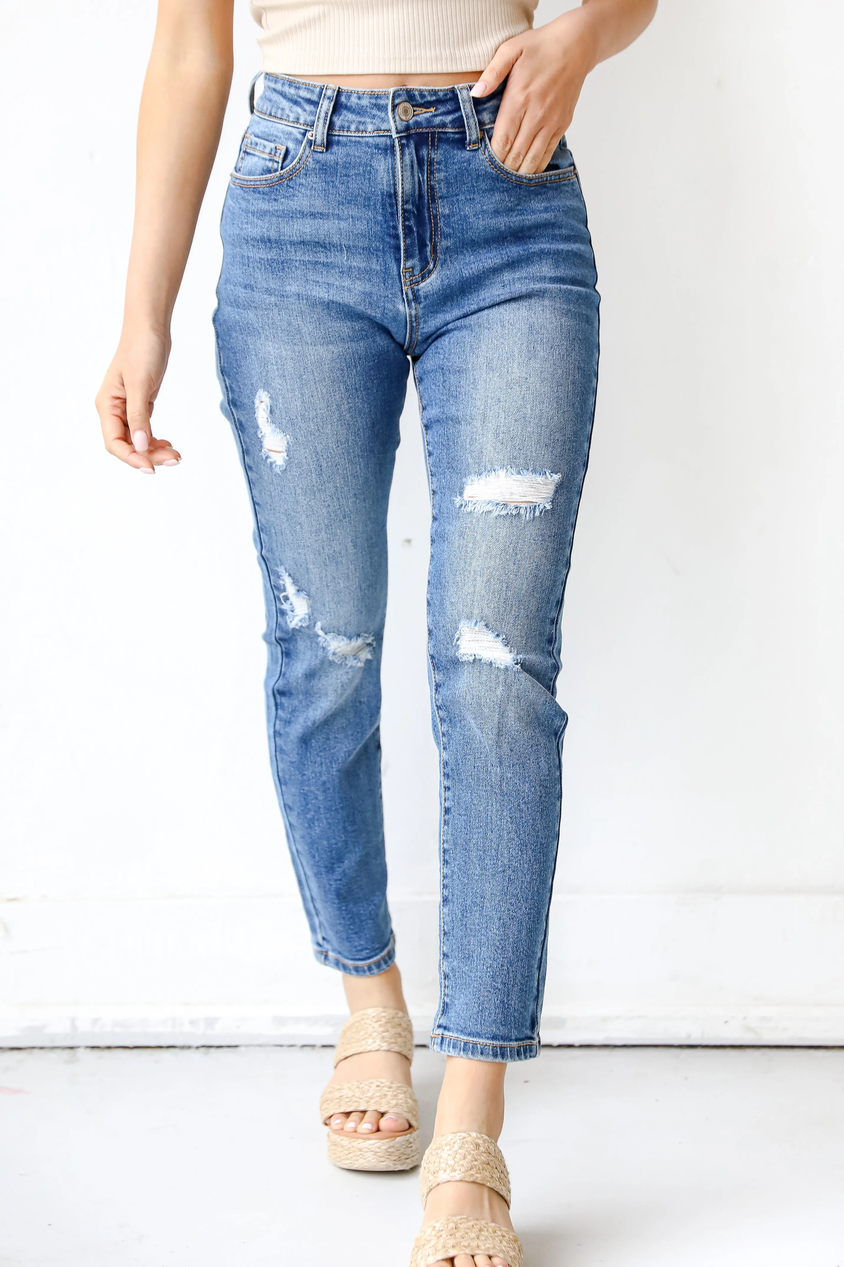Skylar Distressed Mom Jeans