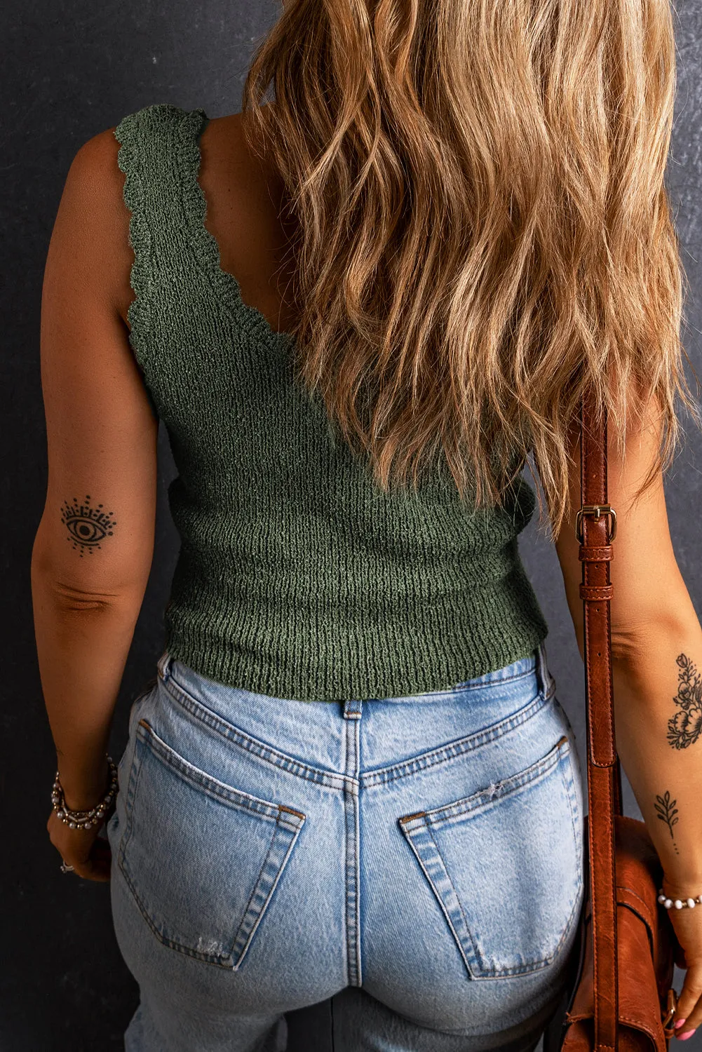 Sleeveless Cropped Green Tank Top