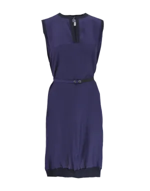 Sleeveless Split Neck Belted T-Shirt Dress