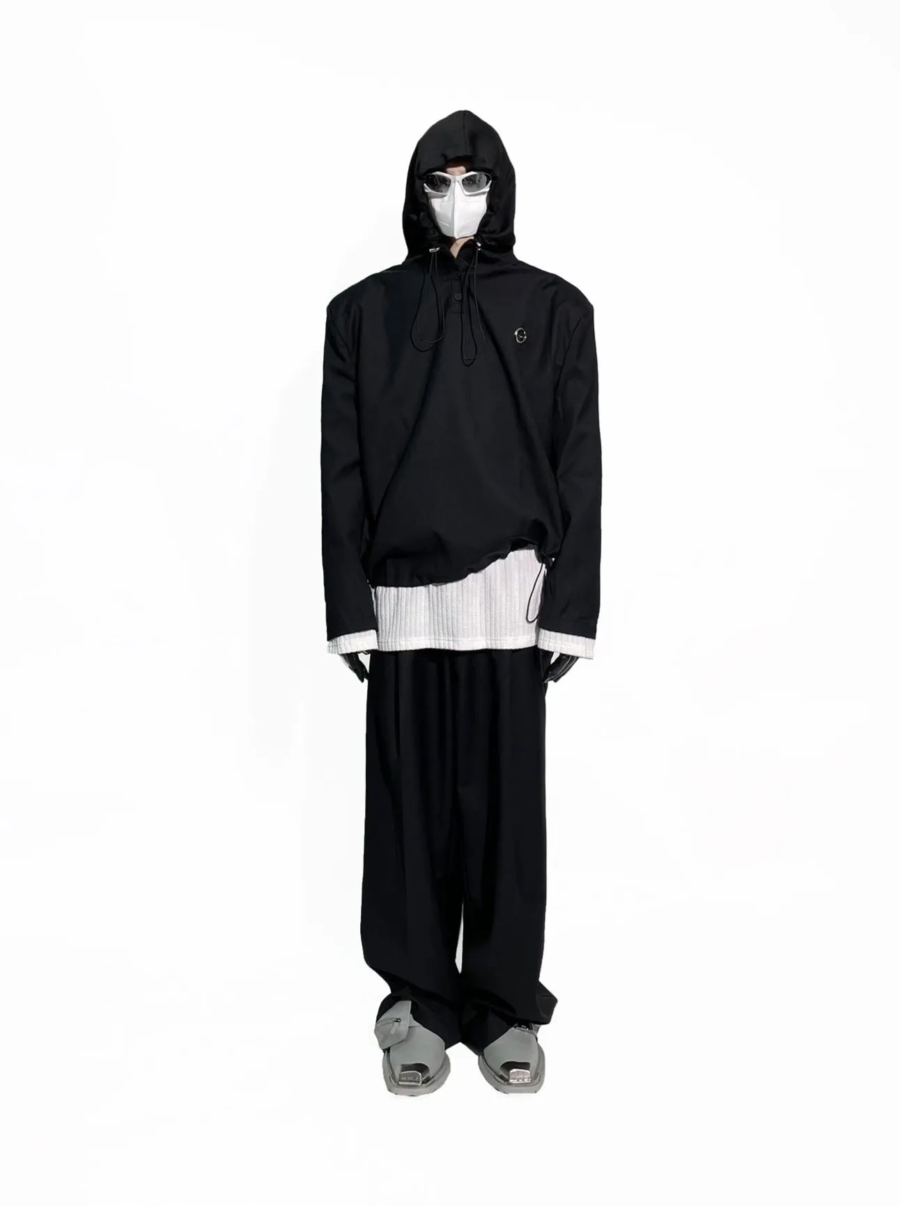 Slim Quarter-Button Hooded Windbreaker