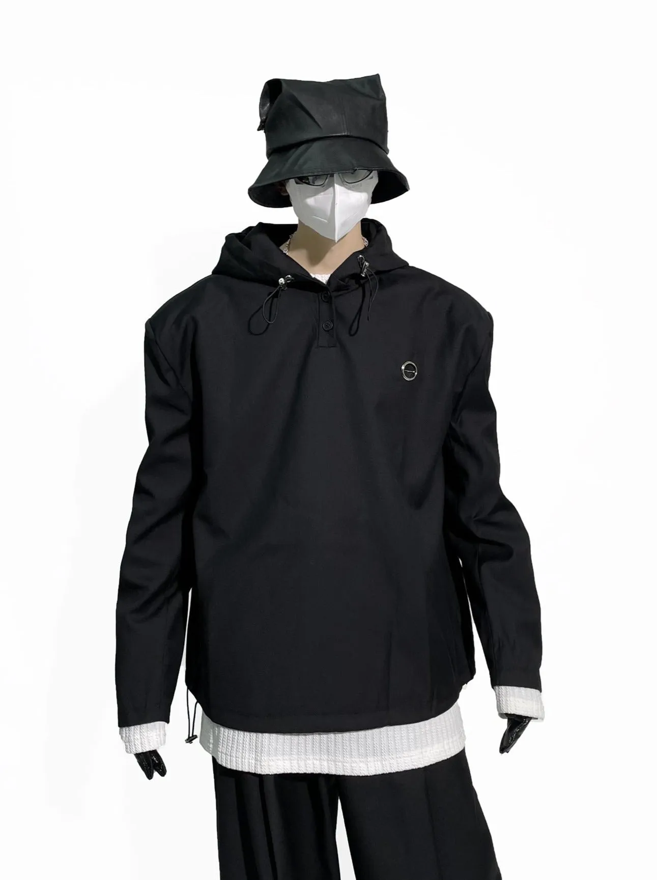 Slim Quarter-Button Hooded Windbreaker