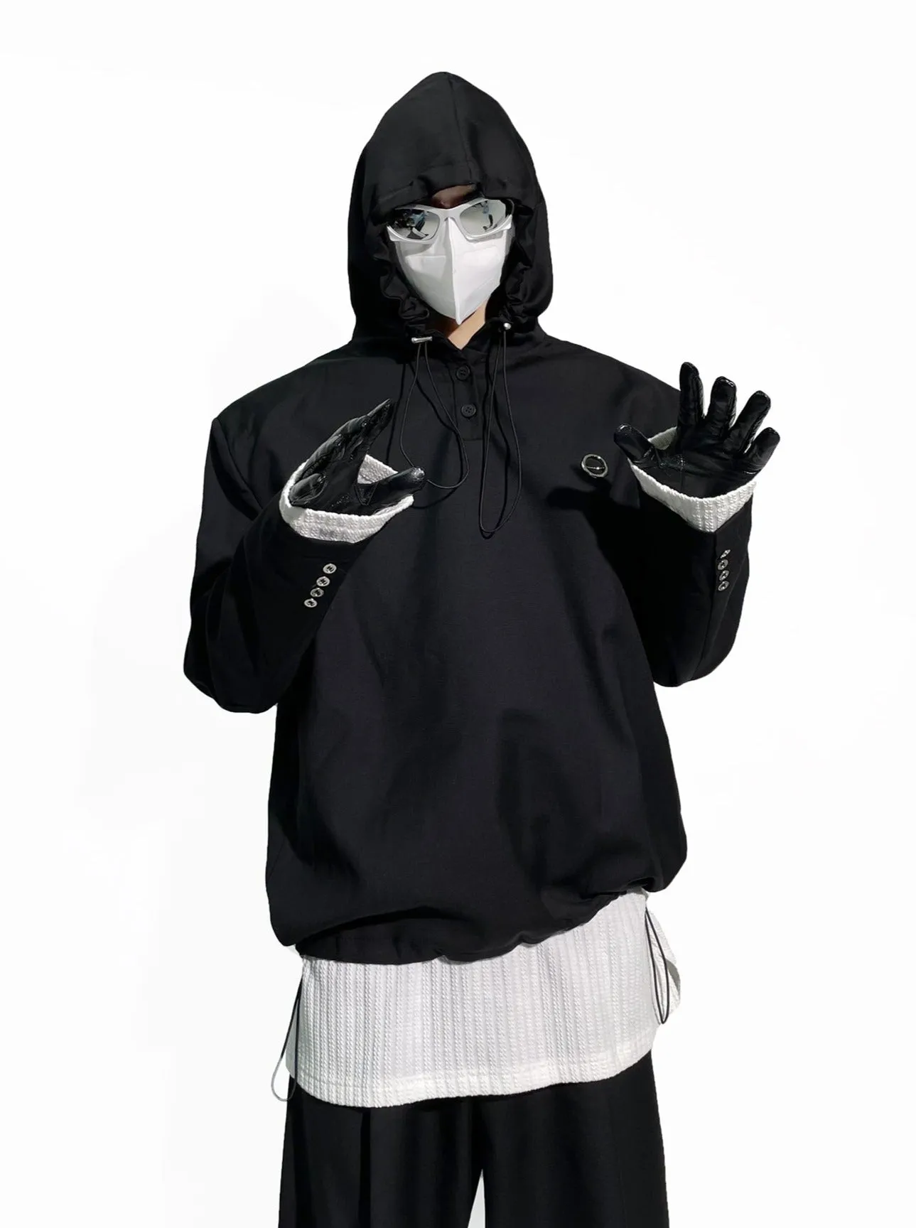 Slim Quarter-Button Hooded Windbreaker
