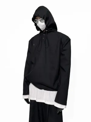 Slim Quarter-Button Hooded Windbreaker