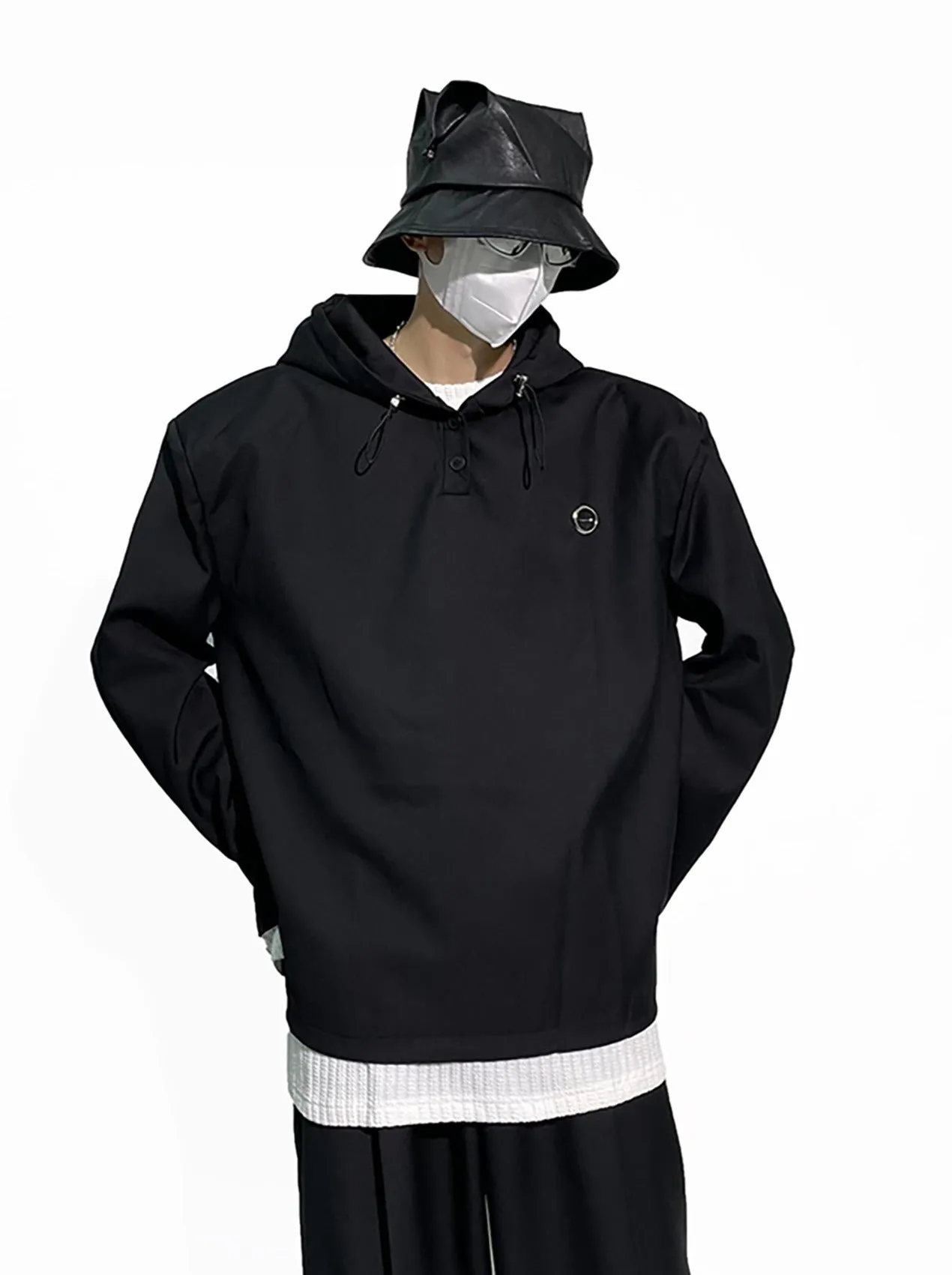 Slim Quarter-Button Hooded Windbreaker