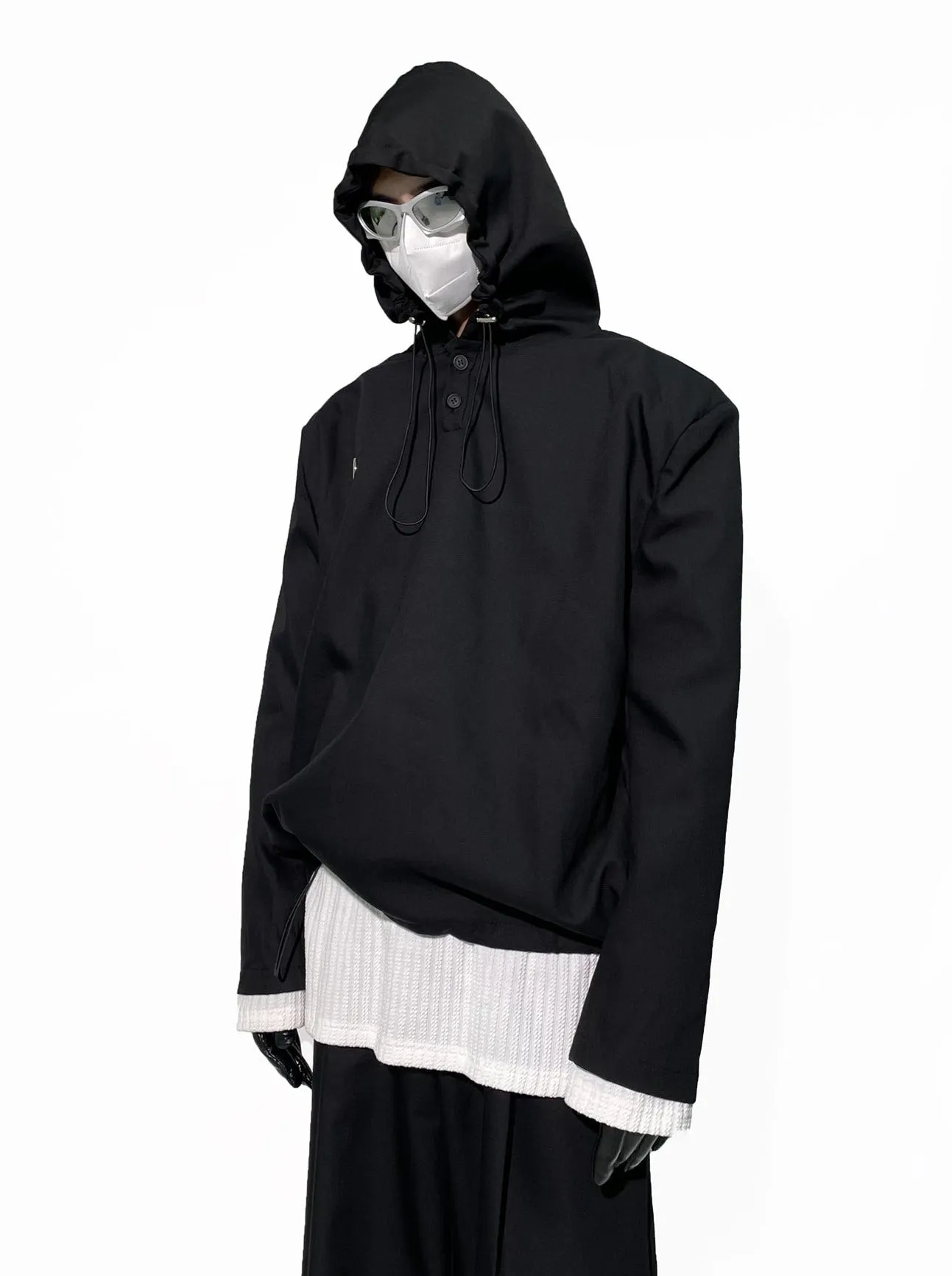 Slim Quarter-Button Hooded Windbreaker
