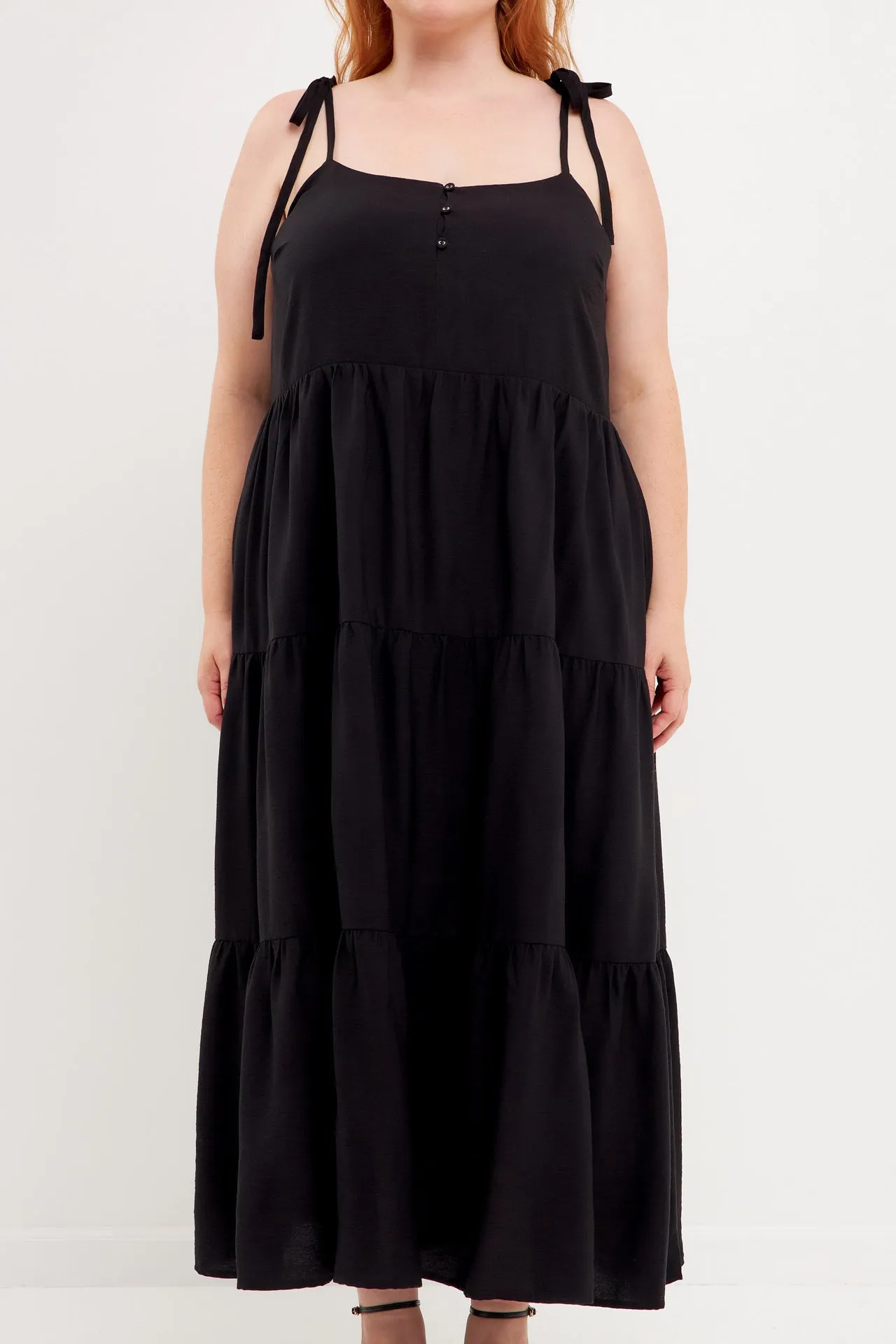 Spaghetti Tie Tiered Maxi Dress